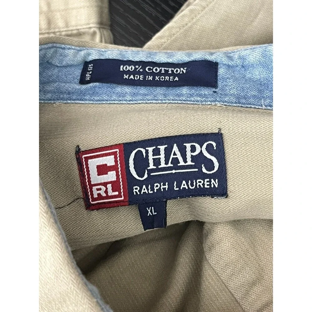 Ralph Lauren Chaps Shirt Mens‎ Tan Size XL Long Sleeve Button Down